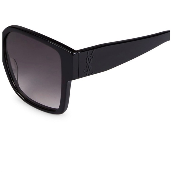 YSL SAINT LAURENT BLACK OVERSIZED SUNGLASSES LOGO Gradient Lenses 55mm - Picture 4 of 4